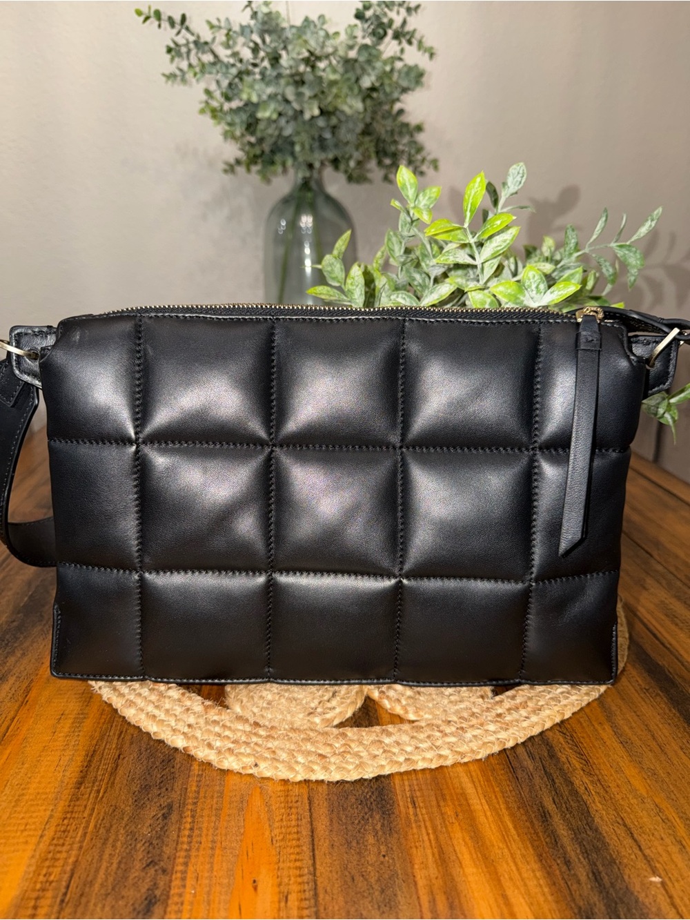 ALLSAINTS Quilted Black Shoulder Bag with Studded Strap - Picture 3 of 13